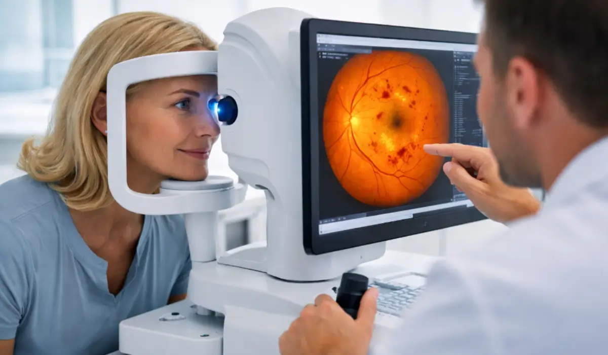 How diabetes affects your eyes detected during retinal imaging exam showing eye damage and early signs of vision loss.