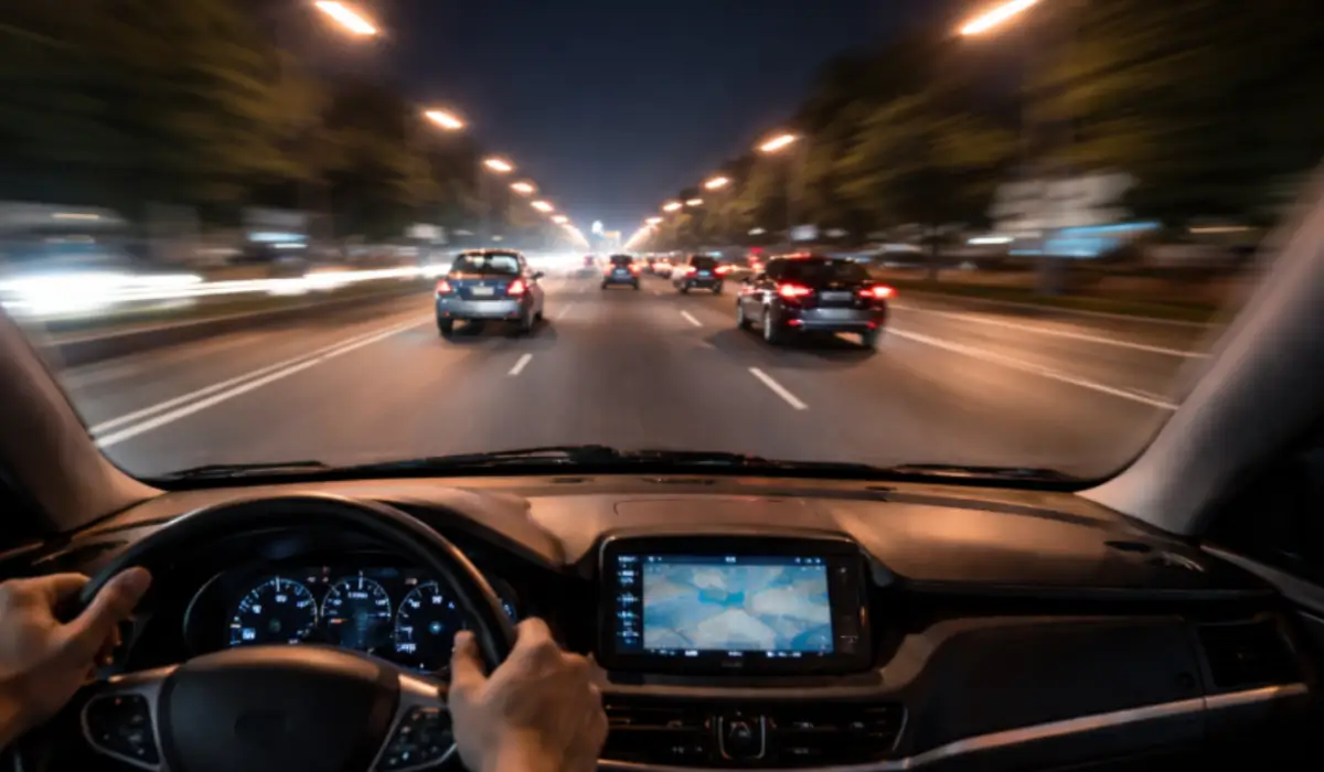 Early signs of glaucoma causing blurred vision and light halos during night driving affecting peripheral awareness.