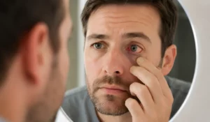 Red Eyes Causes shown through visible eye redness, irritation, discomfort, and symptoms requiring professional evaluation.